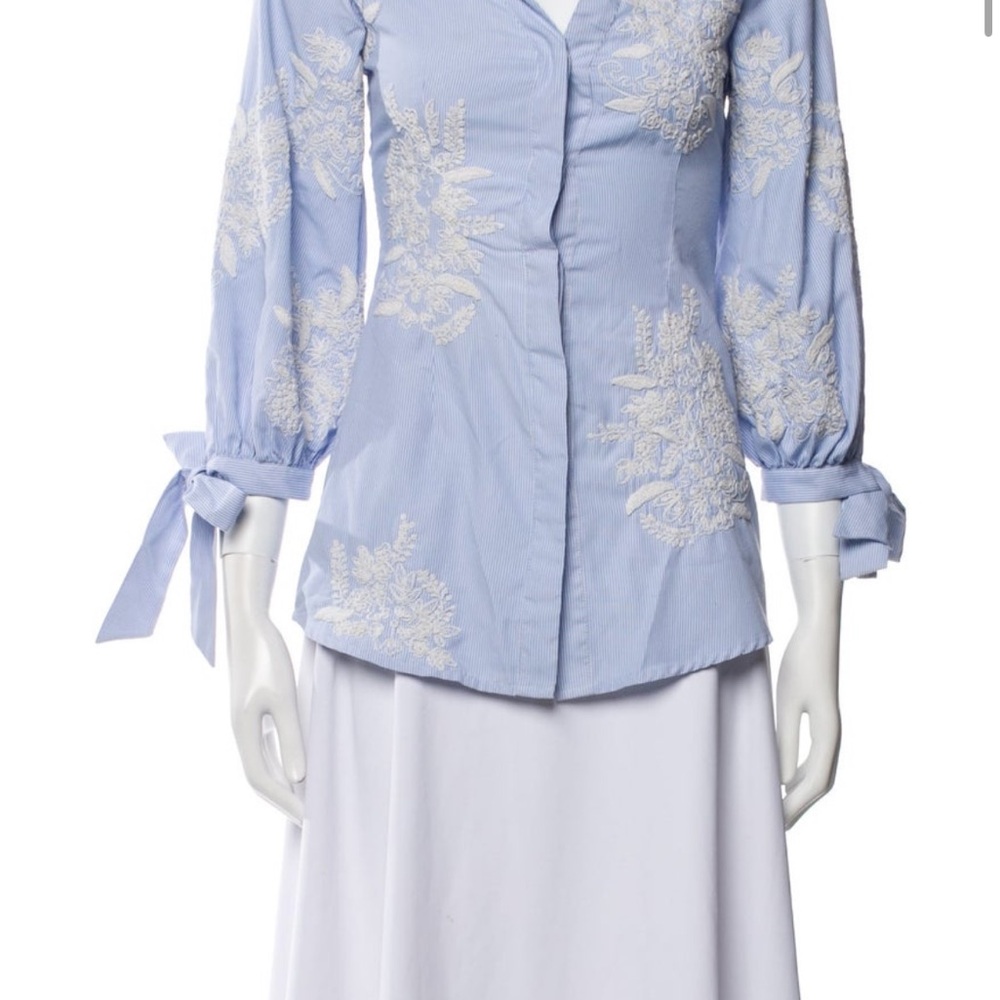 Alice & Olivia Blue Embroidered Women's Top